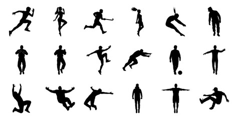 Athletic silhouettes on white background sports running