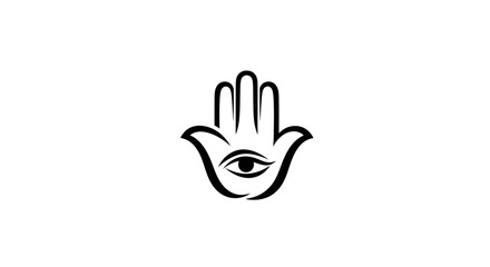 Fototapeta premium Stylized hamsa hand with eye symbol, representing protection and good fortune minimalist design