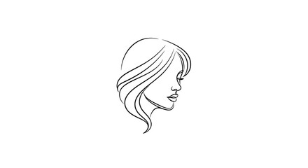 Elegant woman's profile line art design for beauty and fashion branding minimalism simplicity