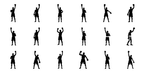 Fototapeta premium Boxing victory poses fighter celebration