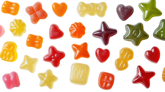 Assortment of colorful gummy candies isolated on transparent background - Powered by Adobe