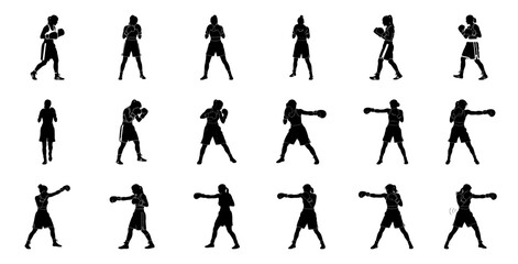 Female boxers in various stances boxing athlete
