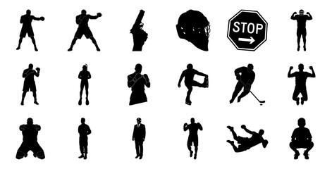 Hockey player with stick and puck vector