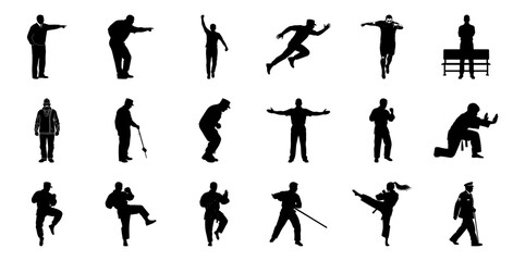 Martial arts and sports figures silhouette karate