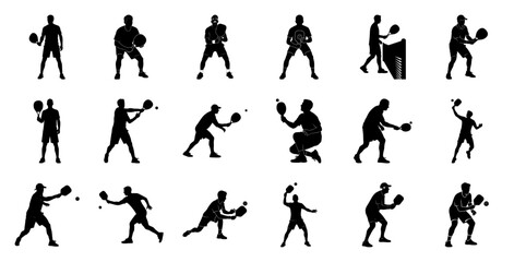 Silhouettes of men playing tennis or table tennis pickleball