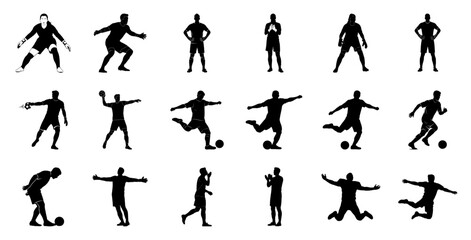 Soccer players in action football silhouette