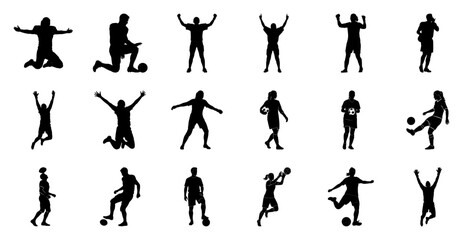 Soccer players in action football silhouette