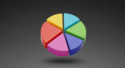 Colorful Pie Chart Data Representation Financial Analysis Graphic Statistical Diagram Market Share Illustration