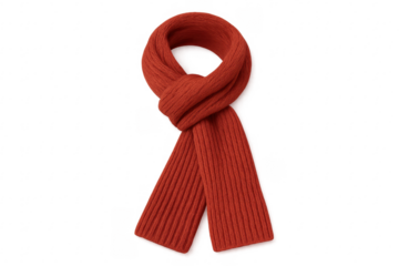 Knitted orange wool scarf warming winter neck accessory