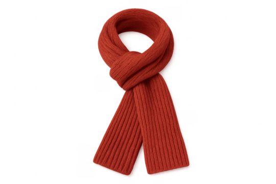 Knitted orange wool scarf warming winter neck accessory