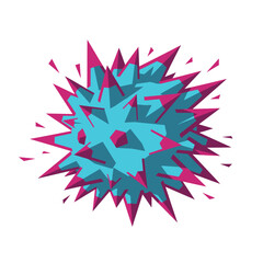 Fototapeta premium A vibrant, spiky blue and pink abstract illustration depicting a conceptual virus or an energetic explosion, symbolizing danger, impact, or a critical event.