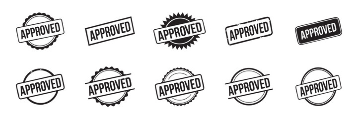 Simple approved stamp icon collection black color vector for website and app design