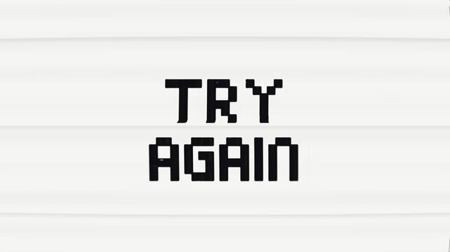 Try Again Glitch Text Animation on White Background. 4k Footage Video