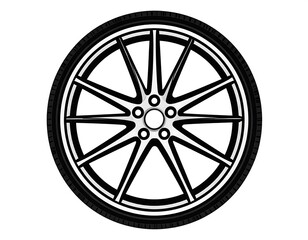 Fototapeta premium Sleek Car Wheel Design with Radial Spokes and Black Tire.