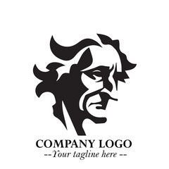 Elegant Old Woman Logo Symbol in Black on White Background with Classic and Minimalist Design