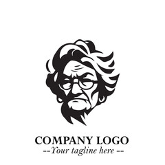 Elegant Old Woman Logo Symbol in Black on White Background with Classic and Minimalist Design