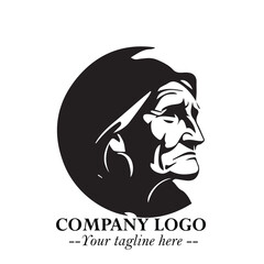 Elegant Old Woman Logo Symbol in Black on White Background with Classic and Minimalist Design