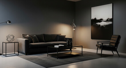living room with sofa and luxurious decorative lamps