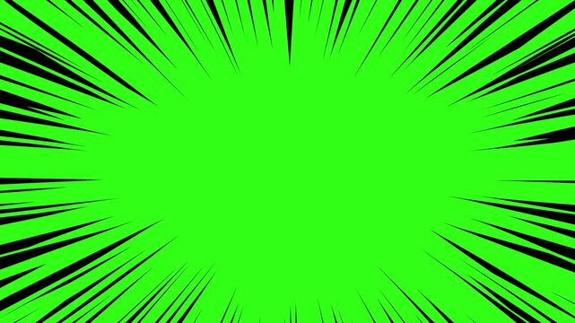 White speed lines isolated on black solid. Fast motion effect, Horizontal line motion graphic with alpha channel. 
Anime style radial comic speed lines. Flash action, velocity lines.