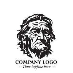 Elegant Old Woman Logo Symbol in Black on White Background with Classic and Minimalist Design