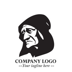 Elegant Old Woman Logo Symbol in Black on White Background with Classic and Minimalist Design