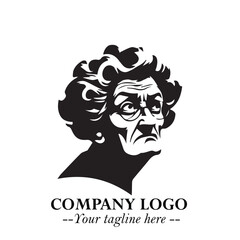 Elegant Old Woman Logo Symbol in Black on White Background with Classic and Minimalist Design