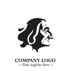 Elegant Old Woman Logo Symbol in Black on White Background with Classic and Minimalist Design