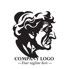 Elegant Old Woman Logo Symbol in Black on White Background with Classic and Minimalist Design