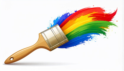 Paintbrush with Rainbow Colors