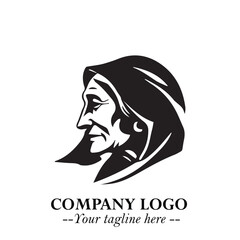 Elegant Old Woman Logo Symbol in Black on White Background with Classic and Minimalist Design