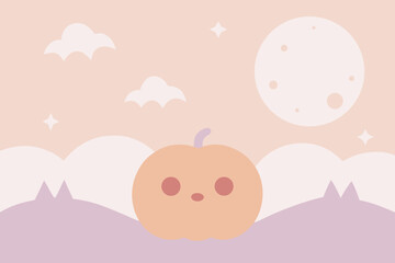 Pastel Halloween Background with Soft Watercolor Tones