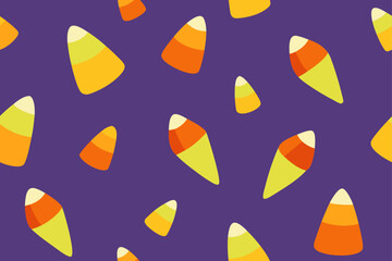 Seamless Halloween Pattern with Watercolor Candy Corn