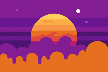 Purple Mist And Orange Light Halloween Gradient