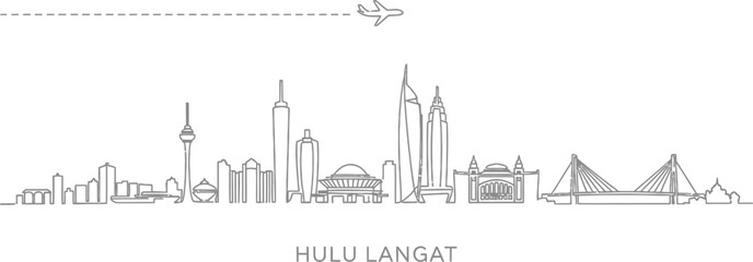 Naklejka premium Hulu Langat City Skyline with Airplane Icon