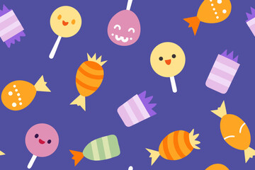 Watercolor Halloween Candy Seamless Cute Pattern