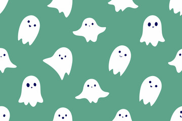 Seamless Watercolor Ghost Pattern Halloween Art