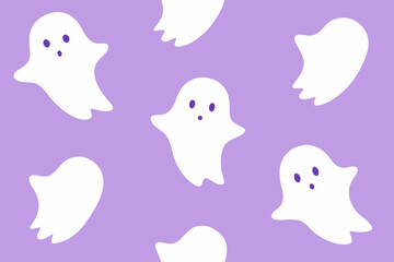 Seamless Watercolor Ghost Pattern Background