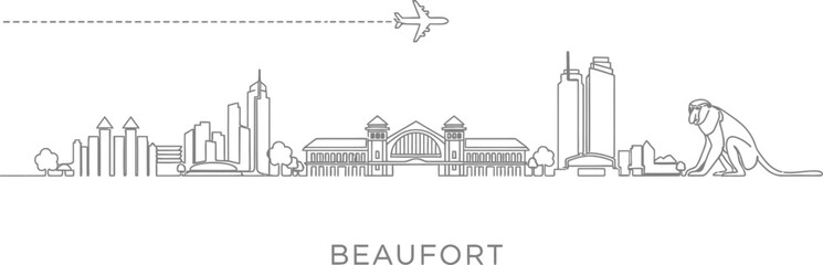 Beaufort Cityscape with Airplane and Proboscis Monkey Icon