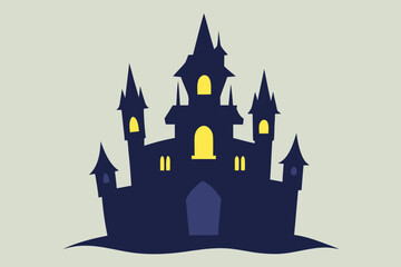 Soft Orange Sky Haunted Night Watercolor Design