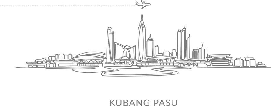 Kubang Pasu Cityscape Skyline with Airplane