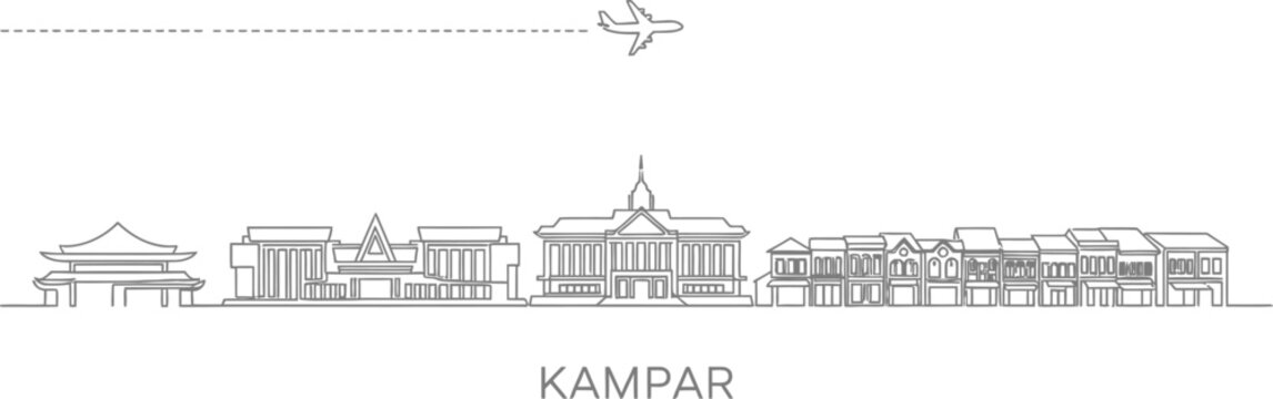 Kampar Skyline with Airplane and Dash Line