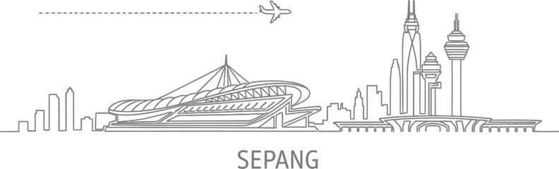 Fototapeta premium Sepang Skyline with Plane and Track