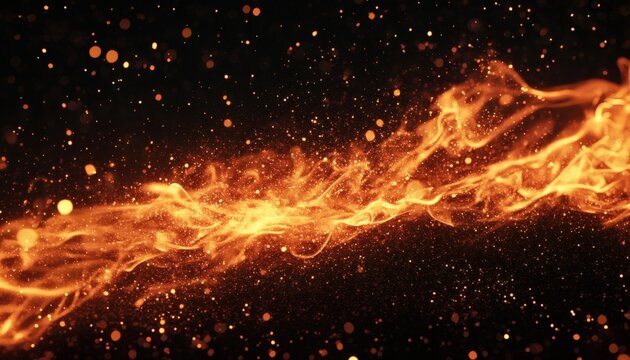 Abstract fiery orange and black background with glowing embers