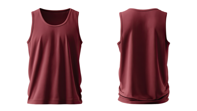 Burgundy tank top, front and back views