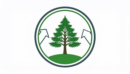 Nature Logo with Tree and Mountains
