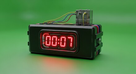 Improvised Explosive Device with Digital Timer Counting Down, Threatening Red Display