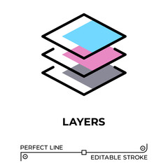 Vector line icon related to layers. Perfect Line. Editable Stroke.