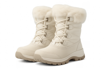 White fur-lined winter boots ready for cold weather