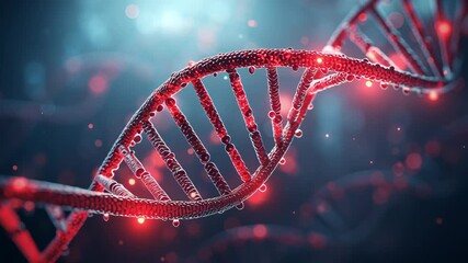 Stunning 3D rendering of a red DNA double helix with a vibrant abstract background - Powered by Adobe