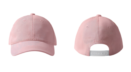 Light pink baseball cap, front and back views